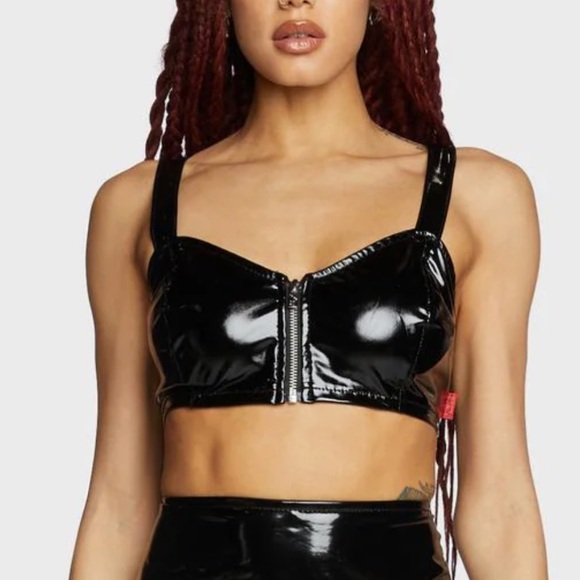 Tripp nyc Tops - Tripp NYC vinyl zip crop top